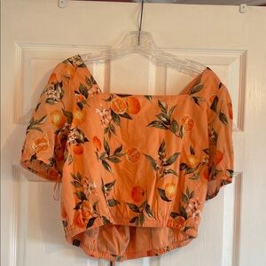LOFT Orange Floral Blouse